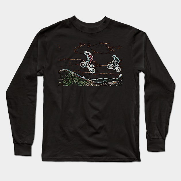 bmx racing Long Sleeve T-Shirt by rickylabellevie